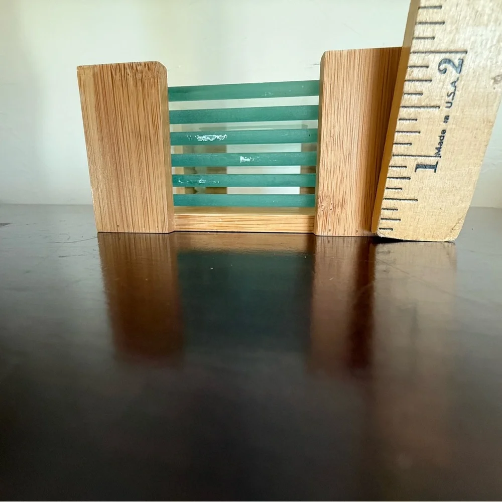 BAMBOO Glass set of 6 COASTER‎ SET by crystal & clocks 4”x4”